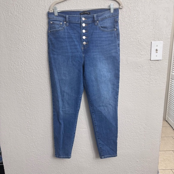 Truth + Theory Medium Wash High Waist Denim Ankle 5-Button Jeans Size 12 - Picture 1 of 5